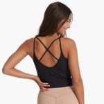 Vuori Rib Crop Tank Top Black Spaghetti Strap Criss Cross Back Athletic Photo 1