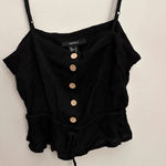 Forever 21  Women Black tie front button up‎ sleeveless cami crop top Small Photo 3