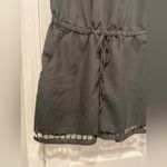 Bebop Size M Black Silky Laser Cutout Cap Sleeve Shorts Romper Elastic Waist Photo 3