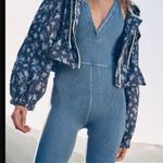 Free People NWOT Happiness Runs Ribbed Henley Onsie in Royal Blue Size M / L Photo 2