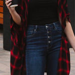 New Amaryllis Red & Black Plaid‎ Oversized Kimono Size Small Size M Photo 0