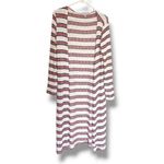 Gaze sz L Womens White Striped Long Open Front Sweater Nautical Gauzy Layering Size L Photo 1