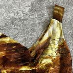 Gary Graham Dress Womens 8 Gold Black Silk Layered Raw Hems Edges Midi Art Photo 2