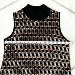 Chico's Black/Gold Geometric-Print Jacquard Mock Neck Sleeveless Top Photo 4
