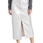 WAYF Metallic Leather Faux Leather Midi Skirt size Small High Waisted 5 Pocket Photo 0