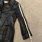 Black leather floral‎ trench coat VTG vintage Allison Woods beautiful detailing Size M Photo 7