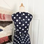 Adrianna Papell Polka Dot Pleated Belted Cocktail Dress Navy Blue White Sz 8 NWT Photo 8