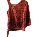 Chico's Womens Size Small Multicolor Artsy Print One Shoulder Blouse Top Photo 2