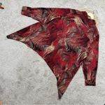 Catherines  Collared Button-Up Top Blouse Asymmetric Artsy Boho Red Plus Size 3X Photo 8
