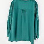 Talbots  Green Long Sleeve Lace Panel Round Neck Button Front Tunic Top Size 3XP Photo 1