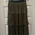 Only True Streetwear Green Metallic Tiered Acton Jersey Skirt size Small Photo 0