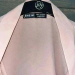 SheIn Elegant Blush Pink Bow Blouse with Mesh Dot Sleeves - Romantic Top A68 Photo 1