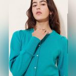 Free People  Teal Pearl Cashmere Cardigan Photo 2