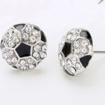 Soccer Sports Stud Earrings - Rhinestone Crystal Bling, Athletic Fashion Photo 2
