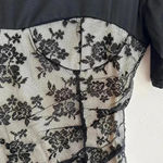 Black Lace Sweetheart Ruched Top, Women’s Floral Lace Overlay Blouse, Size Small Photo 12