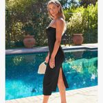 LILLUSORY Knitted Dresses Twisted Front Bodycon Dress with Back Slit Black Size M Photo 1