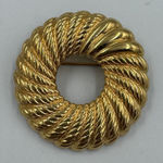 Monet -pin-vintage-round textured‎ swirl-gold tone-1.5"-marked on back Photo 0