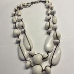 Talbots Signed T - White / Brown Statement Costume Necklace Bead / Beaded Photo 0