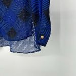 Halo Boho Sheer Top Blue Mixed Pattern High Low Long Sleeve Whimsical Size M Size M Photo 4