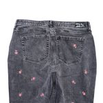 Hollister  Curvy High Rise Mom Jeans Black Floral Embroidered Size 15 / 32 x 27 Photo 3