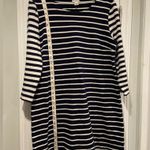 J.Crew  Size M Navy Blue White Stripe Cotton Long Sleeve Pullover Shirt Dress Photo 7