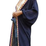 Anthropologie Square Crochet-Trimmed Sweater Duster Kimono Granny Long Blue OS Photo 0