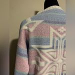None EUC Vintage Pink & Blue Snowflake Pastel Sparkle Sweater size large Photo 7