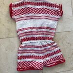 Bindu Red/White Embroidered Romper Sz Small Photo 3