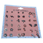 18 Pair Pierced Earring Set Fashion Feminine Heart Cross Flower Photo 0