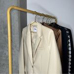 ZARA New  Beige Cream Oversized Faux Leather Boxy One Button Blazer Photo 4