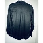 Garnet Hill  Black Linen Button Front Long Sleeve Tunic Shirt size small pocket Photo 9