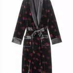Victoria's Secret VICTORIA’S SECRET NWOT Velvet Floral Robe with Satin Trim Black Small Photo 1