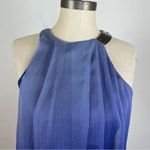 Halston Heritage Blue Chiffon Drape Midi Dress Photo 2