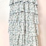 One Loved Babe  Green Blue Floral Pleated Tiered Maxi Dress Photo 1