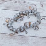 Dusky Grey Blue Stretch Bracelet with Dangles Photo 3