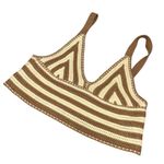 NEW Hazel Moon Brown & Cream Knit Design Crop Top Shirt Women’s Size Medium Fit! Tan Photo 0