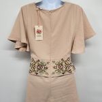 Anthropologie Entro Floral Embroidered Waist Tie Short Sleeve V-Neck Cottagecore Romper Photo 3