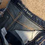 American Eagle  Tom Girl Denim Jean Shorts Sz 6 Dark Wash Distressed Raw Hem Photo 8