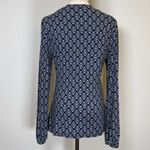 Boden ‘Elodie’ Long Sleeve Wrap Top Geometric Pattern Ruched Women’s Size 12 Blue Photo 3