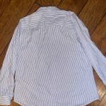 Gap  woman’s blue and white striped button up shirt size large  Photo 4