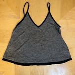 Tildon Ripple Textured Gray / Silver Semi Sheer Tank Top Black Trim Deep V XS Photo 4