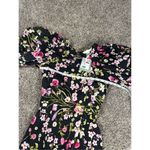 H&M NWT  Open Tie backed Mini Dress Puff Sleeves Black/floral XS Cottagecore Photo 7