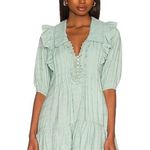 Free People Elora Mini Dress ruffle bubble hem collared cottage core mint green Photo 2
