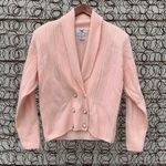Vintage 90s pastel pink double breasted cardigan sweater smoking jacket MEDIUM Photo 0