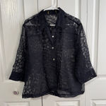 Semi sheer animal print button up lightweight jacket Black Size L Photo 0