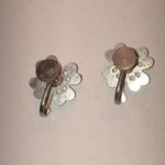 Vintage Silver Tone CZ Shamrock Four Leaf Clover Lucky Screw Back Earrings Photo 3