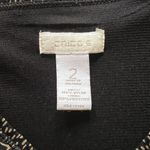 Chico's Black & Brown Shirt Sheer Sleeves Size 2 Business Casual Cottage Office Photo 2