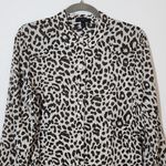 J.Crew Brown and White Leopard Print Button-Up Tunic Shirt Size Medium Photo 2
