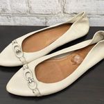 Coach “Ondrea” Off White Ecru Leather CC Logo Pointy Toe Ballet Flats Size 9B Photo 0