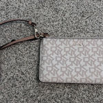 DKNY  Wristlet Pouch Logo Print Zip Around Card Case Wallet‎ Clutch Beige Photo 0